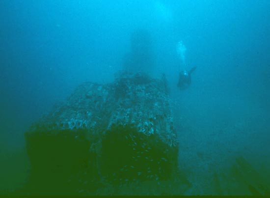 Twin boilers of the Nevada. Dive Hatteras photo