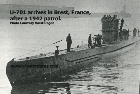 U-701 returns to Brest, France, in 1942, Photo Courtesy Horst Degen - No use in any manner permitted