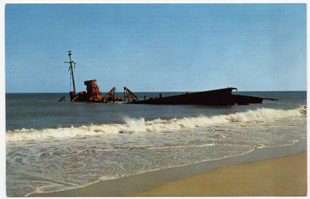 LST 471 on the beach: Photo from a period post card, Unk artist.